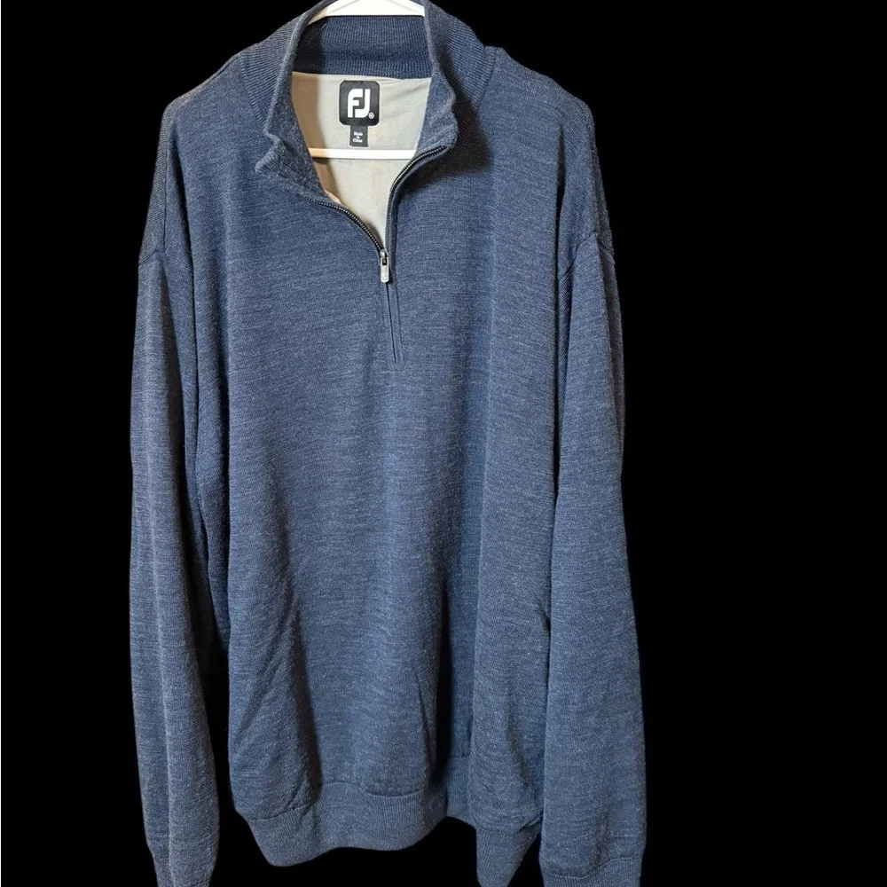 FJ XXL Blue Quarter Zip Wool Blend Golf Pullover Sweater